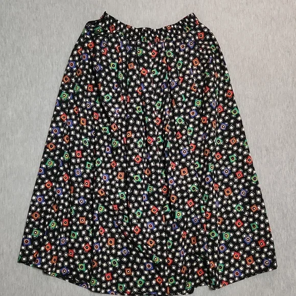 RARE!! Vintage 80's Funky Print Matching Midi Maxi Skirt & Button Up Blouse Set - Picture 13 of 17